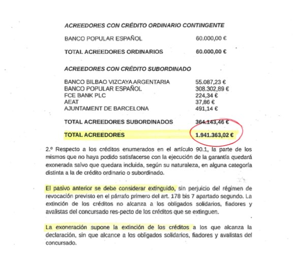 cancelación deuda Ley Segunda Oportunidad