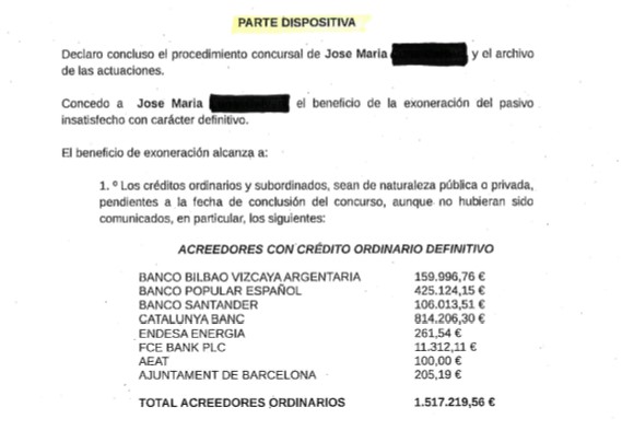 cancelación deuda Ley Segunda Oportunidad